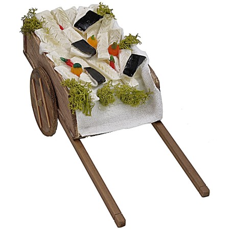 Carro con pesce in cera cm 22,5x8,7x7,8 h