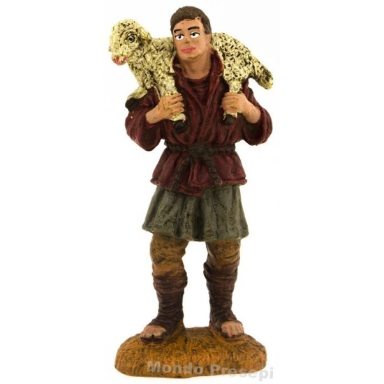 Pastor con cordero a hombros serie cm 10 Oliver Mondo Pesebres