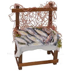 Banco con pesce in cera cm 8,3x5x11 h banchetto per