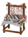 Banco con pesce in cera cm 8,3x5x11 h banchetto per