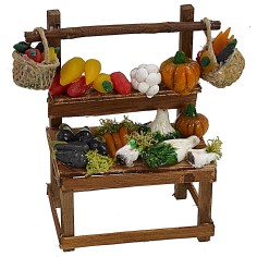 Banco con frutas y verduras de cera de 10x5,5x12 cm h banquillo.