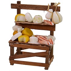 Banco con embutidos y quesos de cera cm 10x5,5x12 h cera