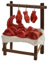 Banco con carne in cera cm 9x5,5x13 h bancarella per macellaio