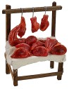 Banco con carne en cera cm 9x5,5x13 h puesto para carnicero