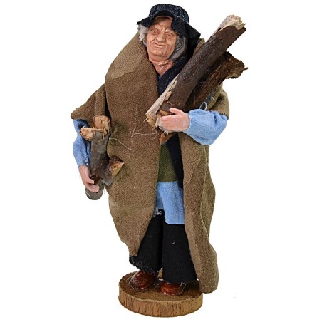 Leñador con leña 12 cm base, leñador, leña, terracota