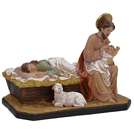 Natività sdraiata in resina cm 28,5x16,5x22 h sdraiata, resina