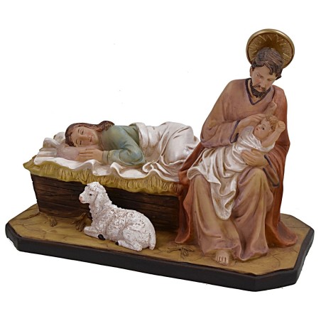 Natività sdraiata in resina cm 28,5x16,5x22 h sdraiata, resina