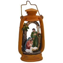 Lanterna con Natività illuminata cm 14x9,5x27 h