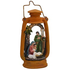 Linterna con Natividad iluminada de 14x9,5x27 cm h colocada