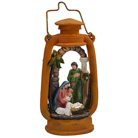 Lanterna con Natività illuminata cm 14x9,5x27 h collocata