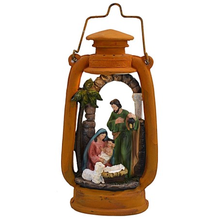 Lanterna con Natività illuminata cm 14x9,5x27 h collocata