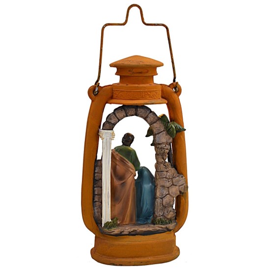 Linterna con Natividad iluminada de 14x9,5x27 cm h colocada