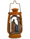 Lanterna con Natività illuminata cm 14x9,5x27 h