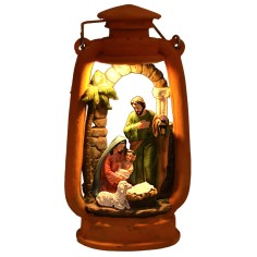Lanterna con Natività illuminata cm 14x9,5x27 h collocata 2
