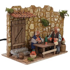 Bevitori all'osteria in movimento h 8 cm presepe, corrente