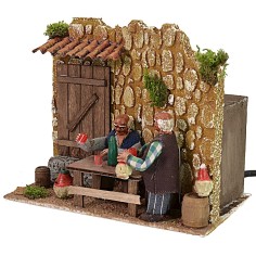 Bevitori all'osteria in movimento h 8 cm presepe, corrente 2