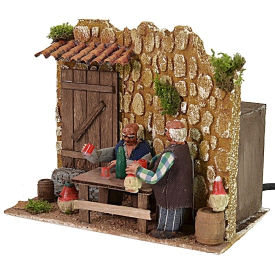 Bevitori all'osteria in movimento h 8 cm presepe, corrente
