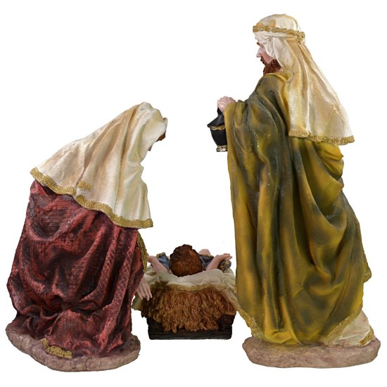 Nacimiento de 3 figuras de resina, altura 60 cm, base de resina, José.