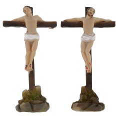 Estatuas de ladrones pascuales crucificados en el Calvario 5 cm