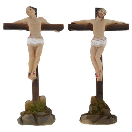 Estatuas de ladrones pascuales crucificados en el Calvario 5 cm