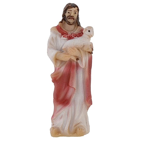 Statua Pasquale Buon Pastore con agnello 5 cm Mondo Presepi