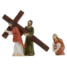 Statue Pasquali scena salita sul Monte Calvario 5 cm Mondo