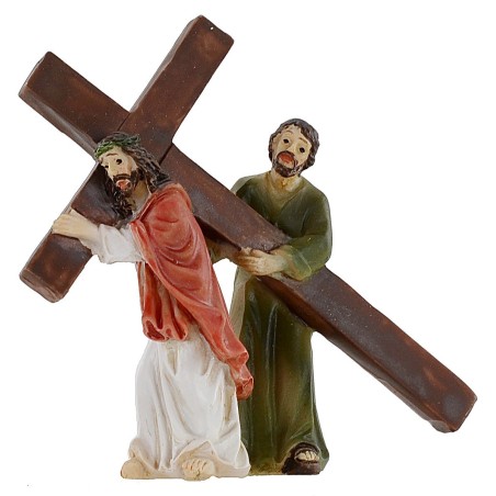 Statue Pasquali scena salita sul Monte Calvario 5 cm Mondo