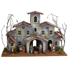 Borgata con aia completa di Natività Landi cm 42x19x29 h