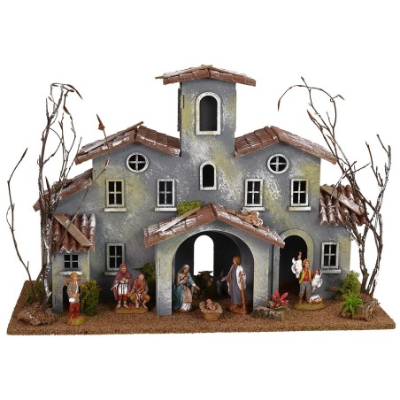 Borgata con aia completa di Natività Landi cm 42x19x29 h