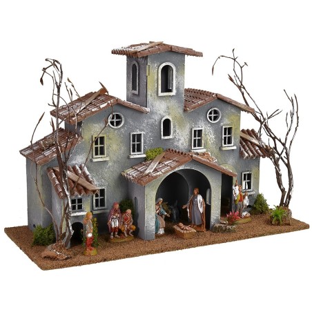 Borgata con aia completa di Natività Landi cm 42x19x29 h Mondo