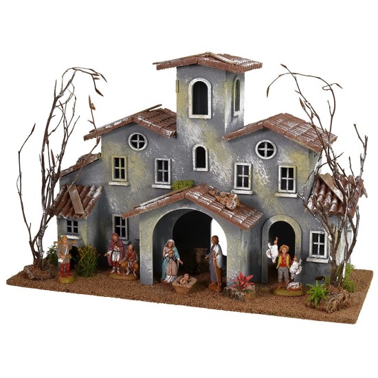 Township with farmyard complete with Landi Nativity cm 42x19x29