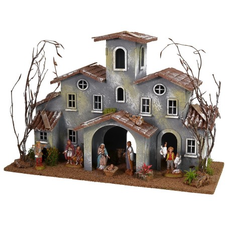 Hamlet with courtyard complete with Nativity Landi cm 42x19x29 h