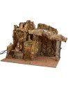 Illuminated nativity scene with functioning water mill