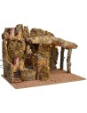 Illuminated nativity scene with functioning water mill
