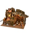 Illuminated crib with working water mill complete with