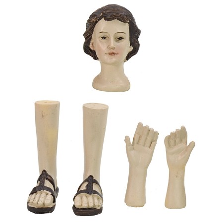 Three sets of head, hands, feet for statues 14-15 cm h