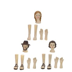 Three sets of head, hands, feet for statues 14-15 cm h