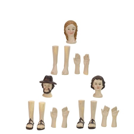 Tre set testa, mani, piedi per statue cm 14-15 h