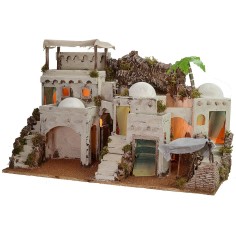 Belén árabe iluminado con campamento en funcionamiento cm 72x41x45 h 2