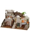 Pesebre árabe iluminado con campamento funcional de 72x41x45 cm