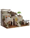 Illuminated Arabic nativity scene with working bivouac cm 72x41x45 h