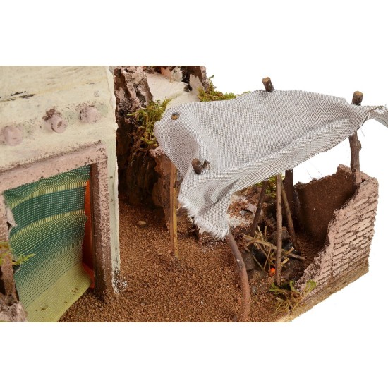 Illuminated Arab nativity scene with functioning bivouac 72x41x45 cm h