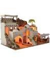 Illuminated Arab nativity scene with functioning bivouac