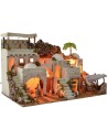 Illuminated Arab nativity scene with functioning bivouac