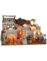 Illuminated Arab nativity scene with functioning bivouac