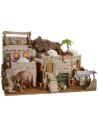 Illuminated Arab nativity scene with functioning bivouac