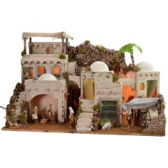 Illuminated Arab nativity scene with functioning bivouac 2