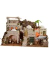 Illuminated Arab nativity scene with functioning bivouac