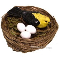 Nest with bird and eggs - assorted colors