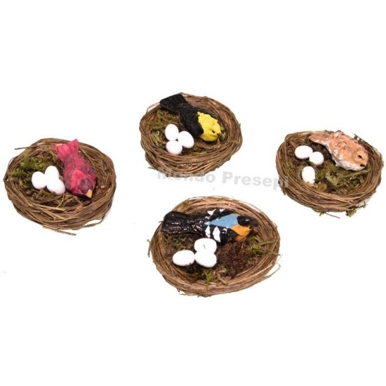 Nest with bird and eggs - assorted colors